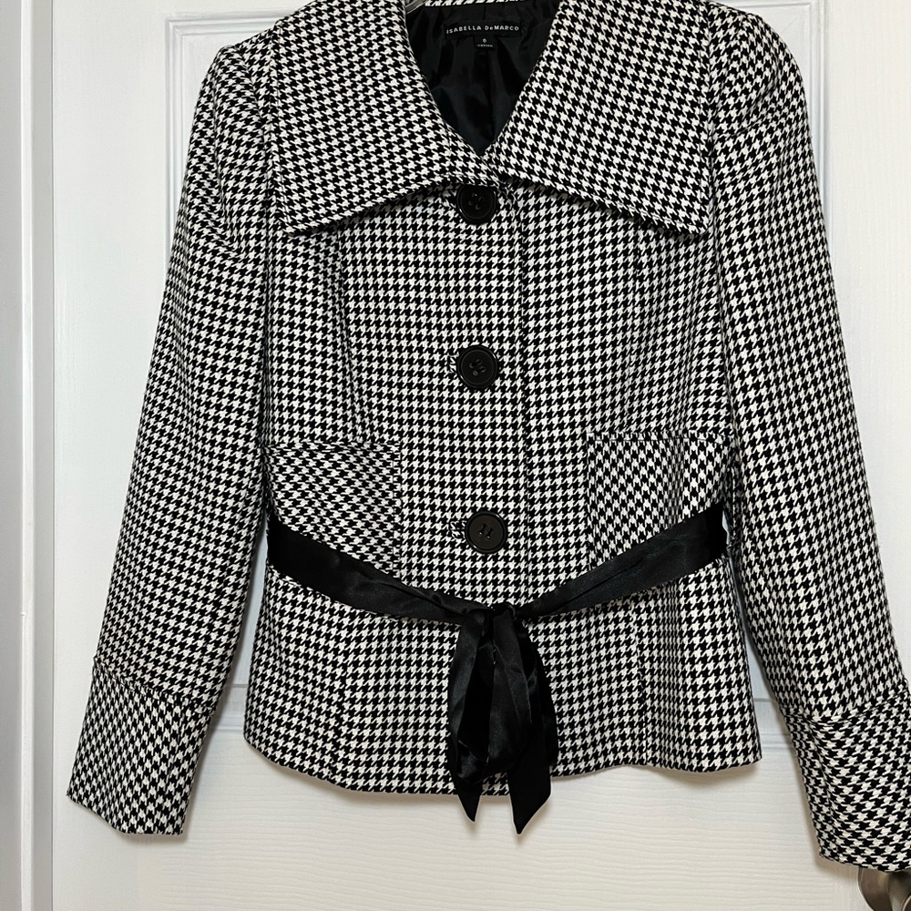 Isabella Demarco Houndstooth Blazer with Tie Waist
